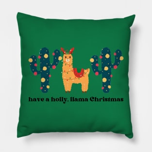 have a holly, llama Christmas cactus western Pillow