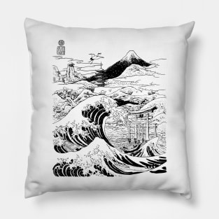 The great wave on Mount Fujiyama Pillow