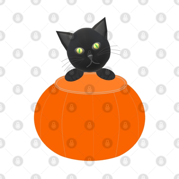 Black Cat Looking for Halloween Candy (White Background) by Art By LM Designs 