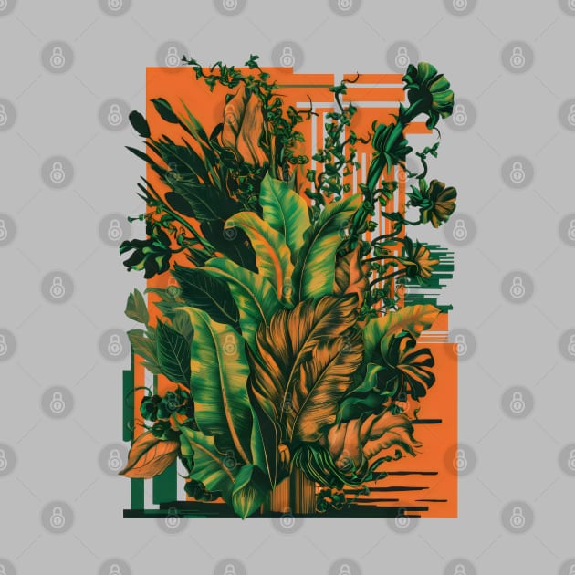 Plant pattern green and orange by craftydesigns