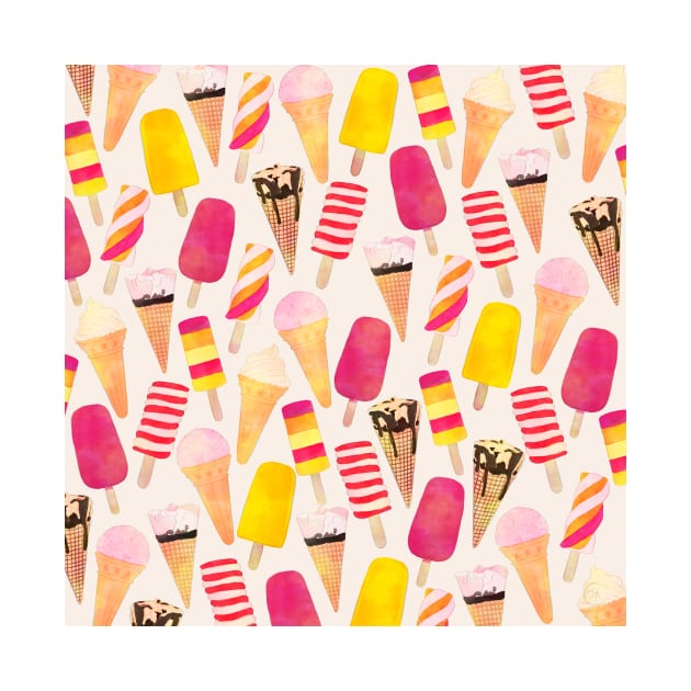 Sweet Summer Watercolor Ice Cream by NdesignTrend