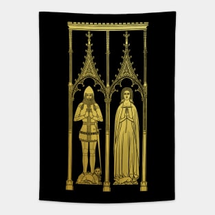 Medieval Tomb Brass Rubbing Knight and Lady Tapestry