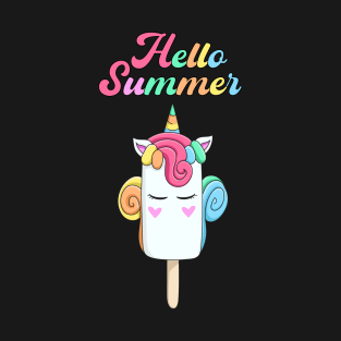 Hello Summer Cute Unicorn Ice Cream Bar T-Shirt