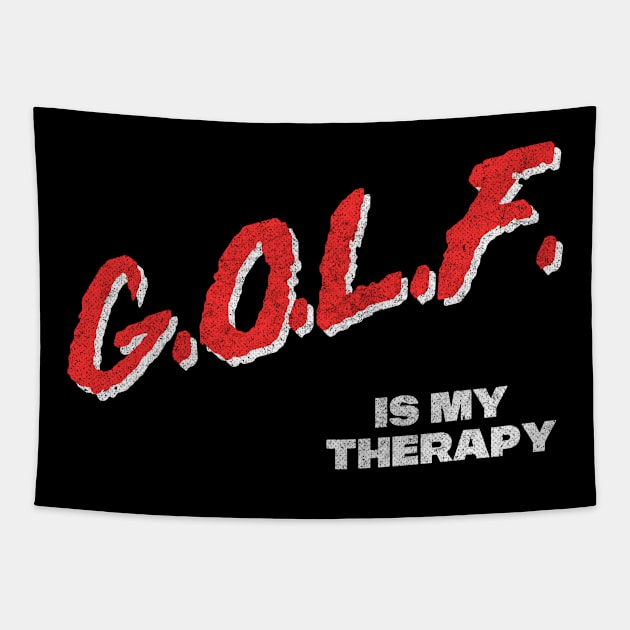 Golf Is My Therapy / 80s Style Golf Lover Faded Design Tapestry by DankFutura