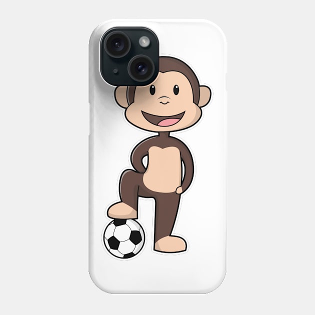 Monkey as Soccer player with Soccer ball Phone Case by Markus Schnabel