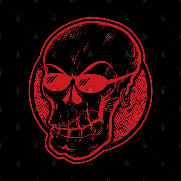 Cool skull with sunglasses (black & red) by dkdesigns27