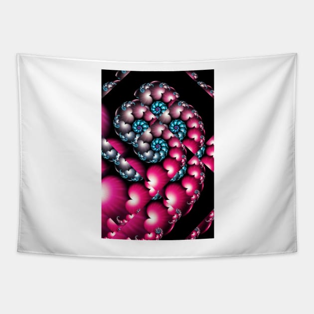 Pink Spiral of Hearts Tapestry by pinkal