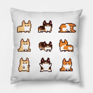 8 bit Corgi Stickers Pillow