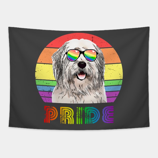 LGBTQ Old English Sheepdog Dog Rainbow Gay Pride Tapestry by TheBeardComic