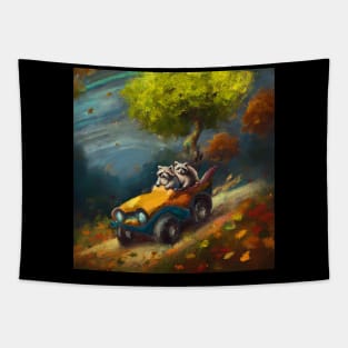 Racoon Joyride Tapestry