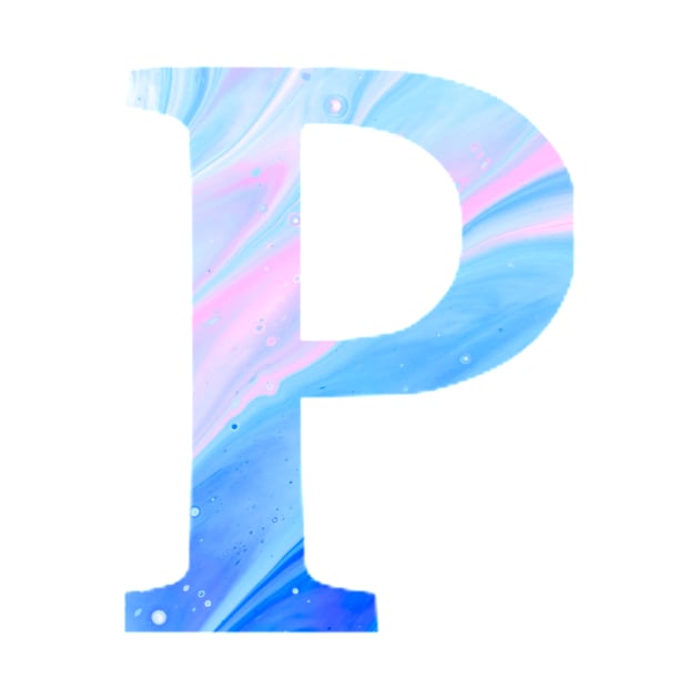 The Letter P Blue and Pink Marble by Claireandrewss