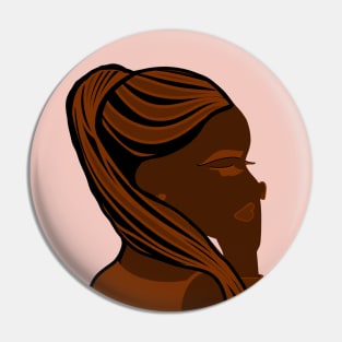 African fashionista lady illustrated portrait Pin