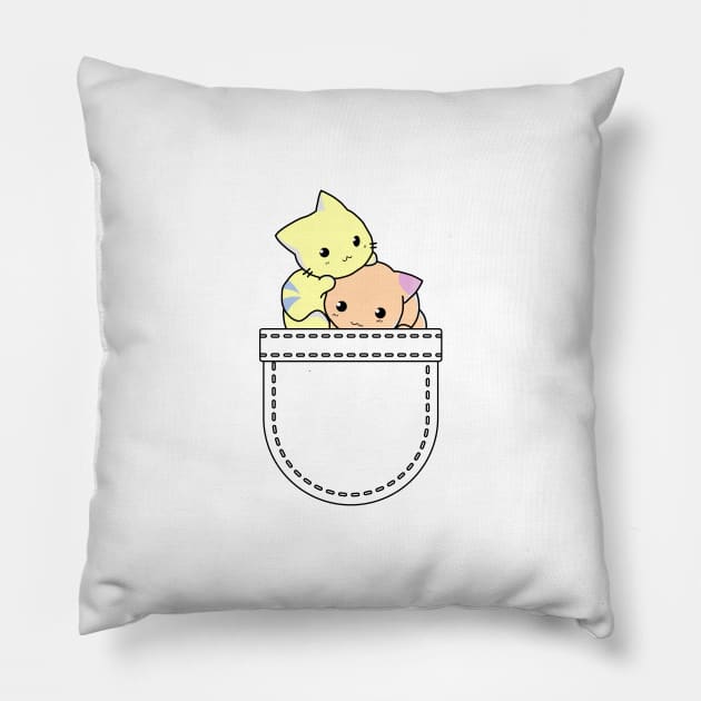 Chibi kitties in pocket Pillow by Shirt Vibin