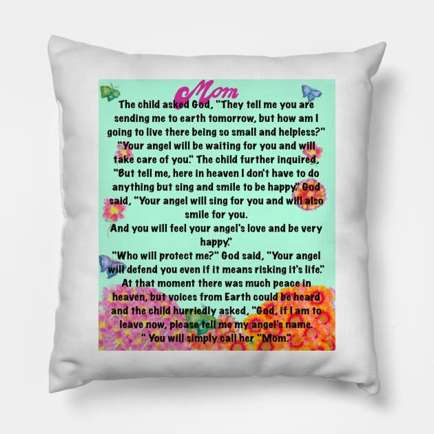 The best Mother’s Day gifts 2022, You will simply call her mom Beautiful poem about motherhood green background Pillow by Artonmytee