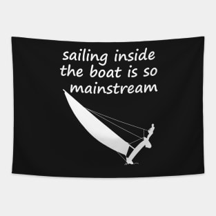 Sailing Inside The Boat - catamaran trapeze sailing Tapestry