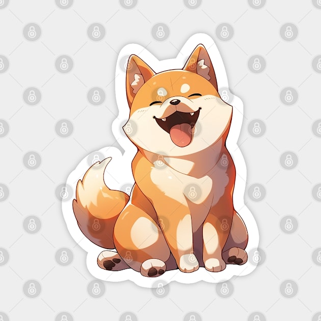 Shiba Inu Kawaii Anime Happy Smiling Dog: Cute Gift for Dog Lovers Magnet by ribbitpng
