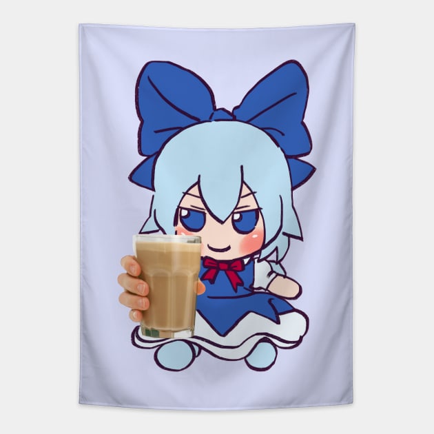 Mudwizard draws cirno fumo plush giving you choccy milk because your epic baka / touhou  meme Tapestry by mudwizard