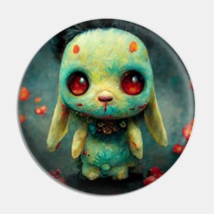Green undead bunny Pin
