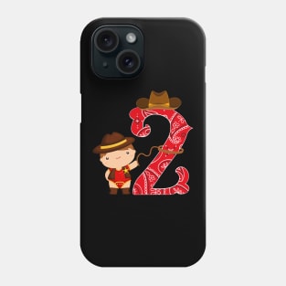 Kids 2nd Birthday Two Year Old Baby Cowboy Western Rodeo Party Phone Case