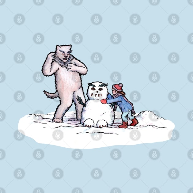 Winter Fun Making a Snow Yeti by MarinaIllustration