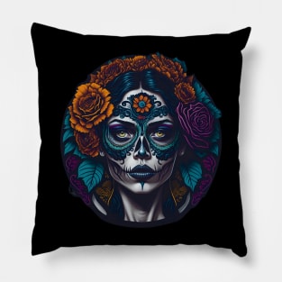 Add a Touch of Mexican Culture and Glamour with Girl in Sugar Skull Makeup Pillow