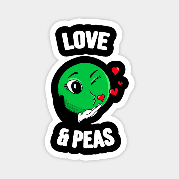 Love & Peas Funny Pea Love Pun Vegetable Magnet by Foxxy Merch