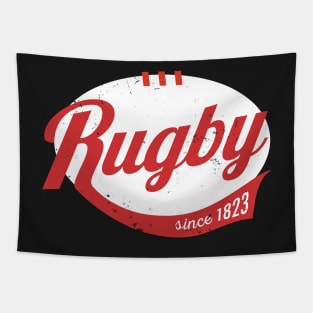 Cool rugby logo type distressed Tapestry