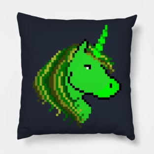 Pixel Green Alien Unicorn Pillow