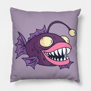 Colorful Anglerfish Cartoon Pillow