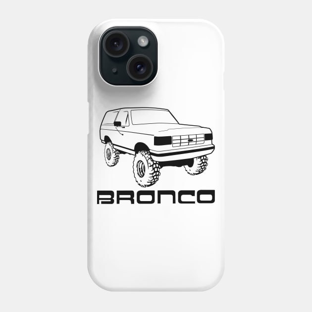 1987-1991 Ford Bronco w/Tires, Black Print Phone Case by The OBS Apparel