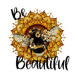 Be Beautiful Bee Sunflower Mandala T-Shirt