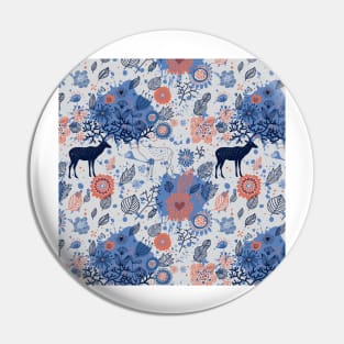 Blue Forest Deer Pattern Pin