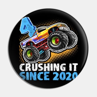 Monster Truck 4 Year Old Boys 4th Birthday Party Born 2020 Pin