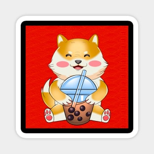 Shiba inu drink boba Magnet