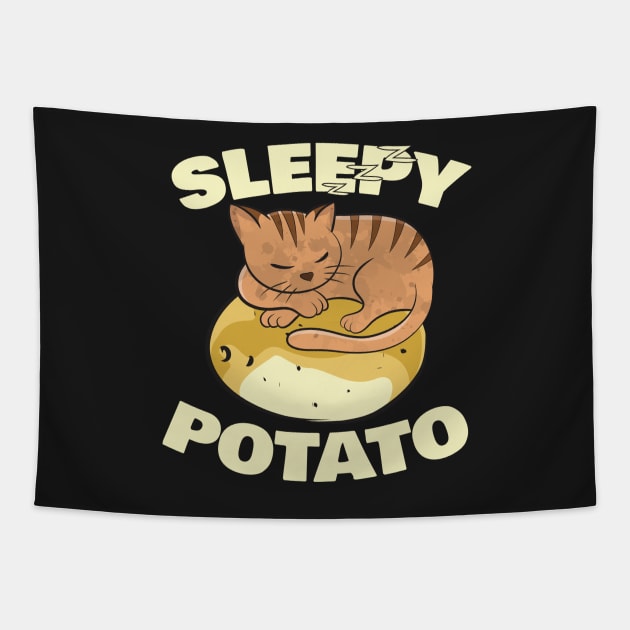 Cute Cat Shirt Sleepy Kitten On A Warm Potato Tapestry by grillingmontana