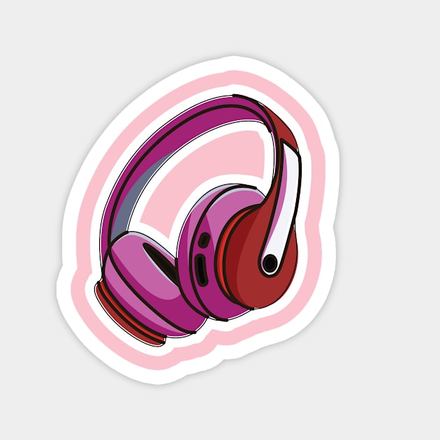 Wireless Headphone Sticker for Games and Music vector illustration. Sports and recreation or technology object icon concept. Sports headphone sticker vector design with shadow. Magnet by AlviStudio