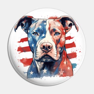 Patriotic Pup Pit Bull Red White and Blue 4th of July Pin