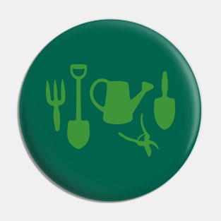 Green Garden Tools Pin