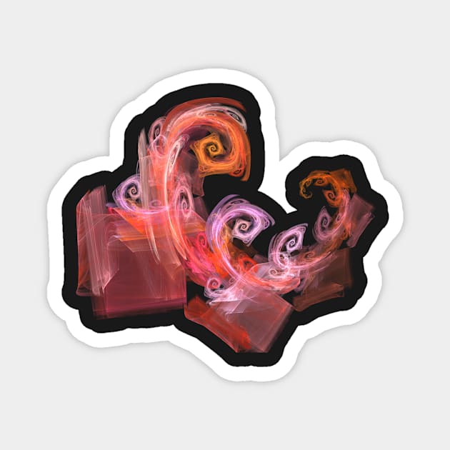 pink and orange spiral fractal Magnet by erichristy