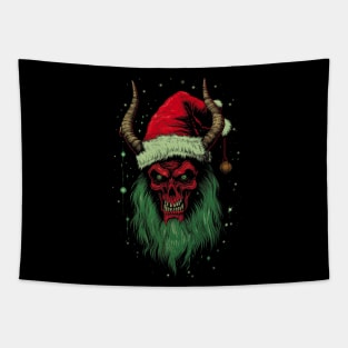 Vintage Krampus Christmas Holiday Horror Graphic Tapestry