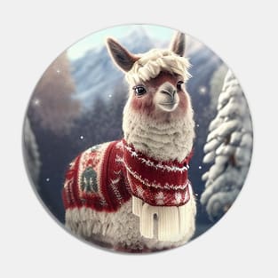 Cute Christmas Llama Pin