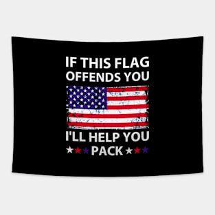 If This Flag Offends You I'll Help You Pack, American flag Tapestry