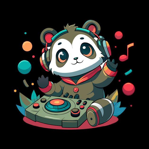 cute panda playing dj music by Shapwac12