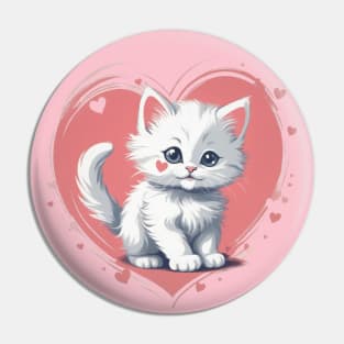 Cute kitten with heart Pin