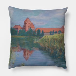 Trakai Castle in summer, Lithuania Pillow