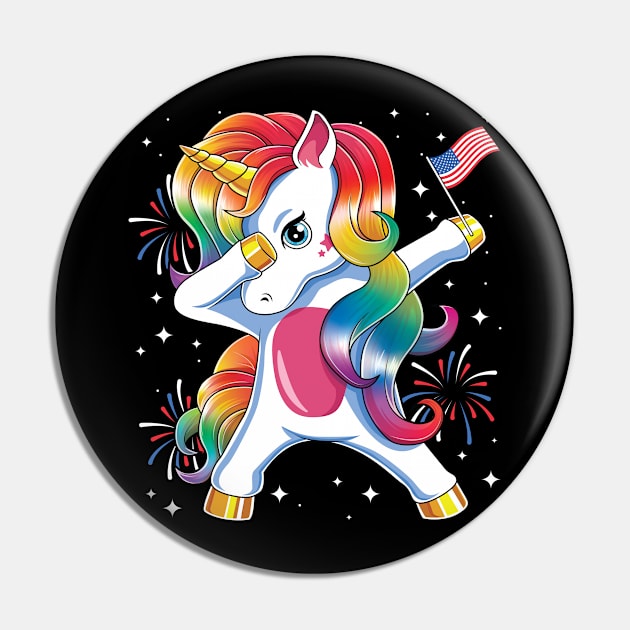 Americorn Dabbing Unicorn USA American Flag Patriotic Pin by HCMGift