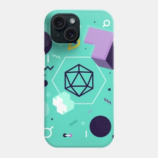 Polyhedral Dice Set Memphis Design Teal Violet Tabletop RPG Phone Case