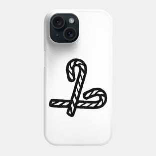 Two Candy Canes for Christmas Line Art Phone Case