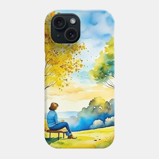 Beautiful Autumn Evening Watercolor Art Phone Case by Odetee