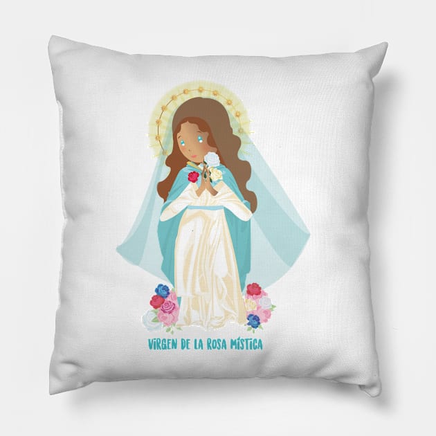 Virgen de la rosa Mística Pillow by AlMAO2O